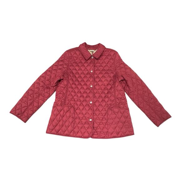 LL Bean Quilted Riding Jacket Women's Large Regular Plaid Lining Snap Closure - Picture 1 of 12